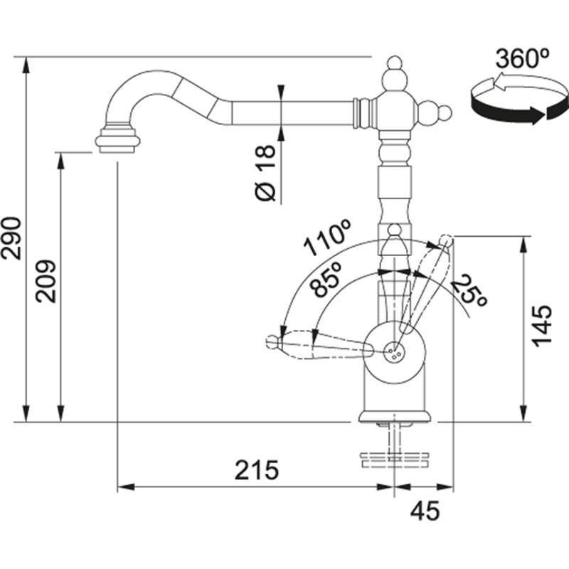 Franke Particolare Old England klasična kuhinjska pipa bron 115.0028.205