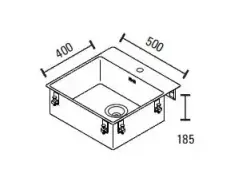 ABK Bingara inox pomivalno korito 50x40cm z odprtino za pipo, vgradnja na ravni površini C1BIN05FVI