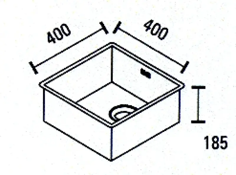 ABK Baronga kvadratno korito iz nerjavečega jekla 40x40 cm za vgradnjo v ravnino, podgradnjo in nadgradnjo BAR40FVI