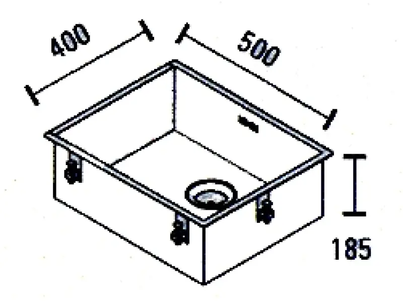 ABK Baronga nerjaveče jeklo pomivalno korito 50x40 cm za vgradnjo na ravni, podgradnjo in nadgradnjo BAR50FVI