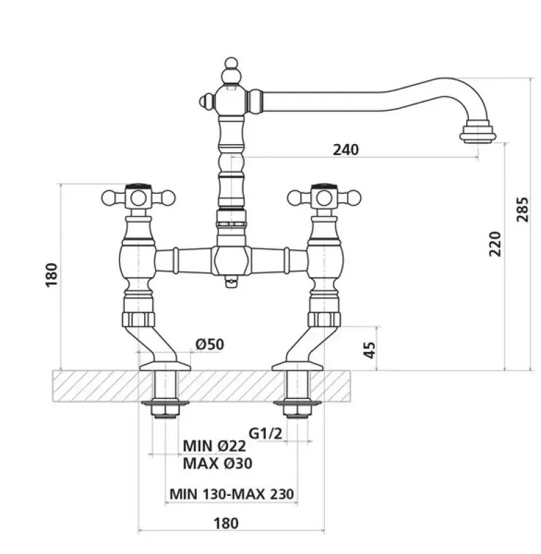 Nostalgische kuhinjska pipa Bronasta V1979BRST