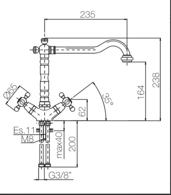 PB Nostalgijska klasična zlata kuhinjska pipa V1910 z vrtljivim izlivom 1150424170