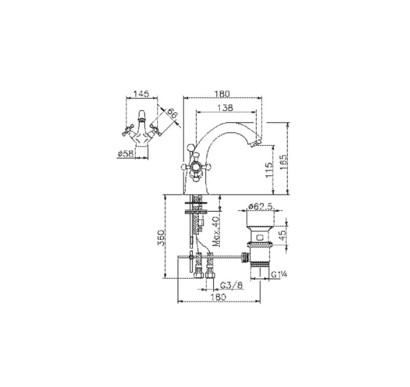 Huber Victorian Umivalnikova Armatura Zlata VT0005102G