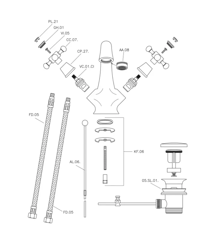 Huber Victorian Umivalnikova Armatura Zlata VT0005102G