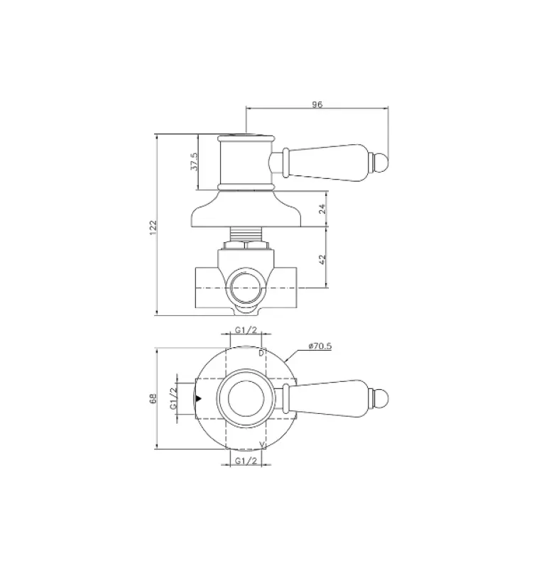 Huber Victorian 2-smerni preklopnik Zlato 653.VT01H.AG