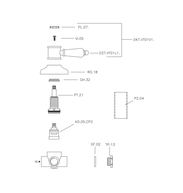 Huber Victorian 2-smerni preklopnik Zlato 653.VT01H.AG