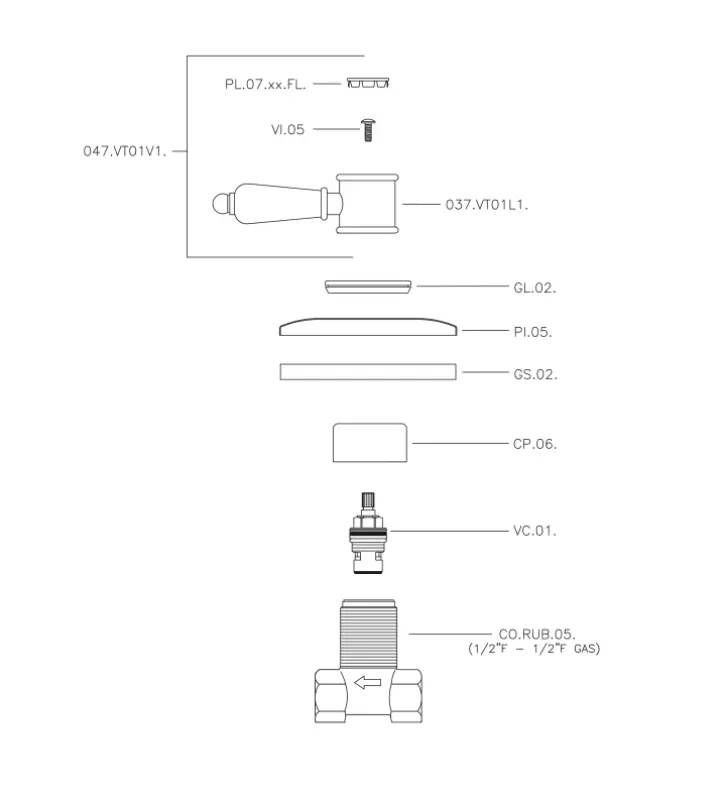 Huber Victorian vgrajen zaporni ventil Bron VT00031027
