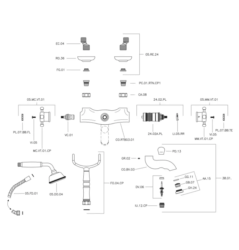 Huber Victoria Termostatska Kadna Armatura z Prho Garniturom iz Nerjavečega Jekla VTT330102A