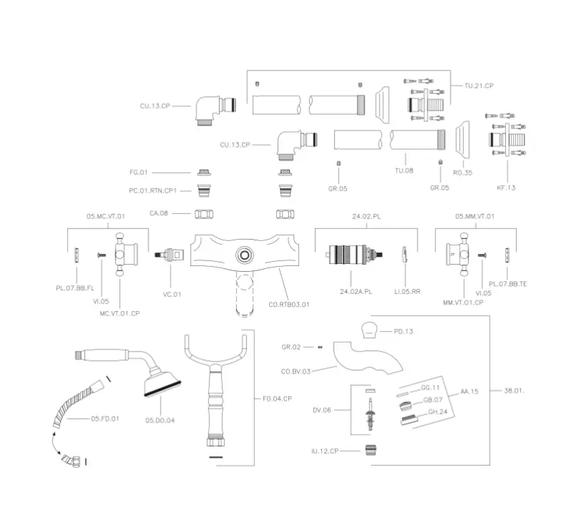 Huber Victoria Stoječa Termostatska Kadna Armatura z Tuš Garnituro iz Nerjavečega Jekla VTT390102A