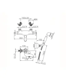 Huber Croisette termostatska kopalniška pipa z ročno prho Bronz CSD2701027