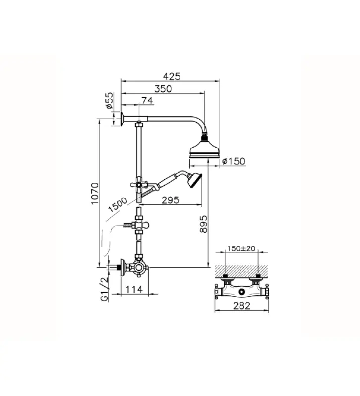 Huber Victoria Termostatski Tuš Set 15 cm Bron 390.VT01H.BA