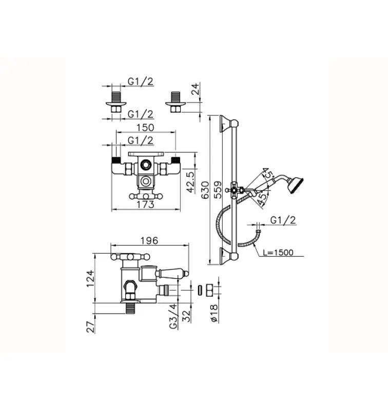 Huber Victoria Thermostatski Tuš Set Bron 190R.VT01H.BA
