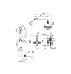 Huber Victorian Termostatski Vgradni Tuš Set RVS 916.VT01H.AC