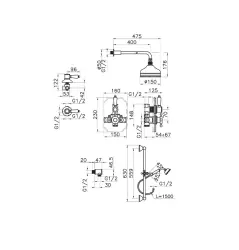 Huber Victoria Termostatski Vgradni Tuš Set Bron 91.2VT01H.BA
