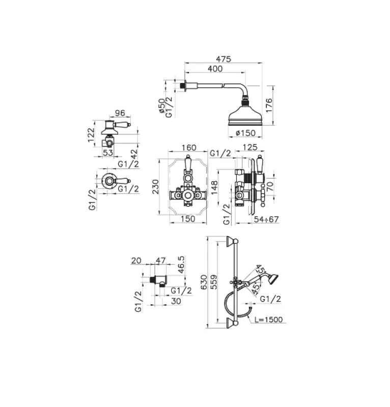 Huber Victoria Termostatski Vgradni Tuš Set Bron 91.2VT01H.BA