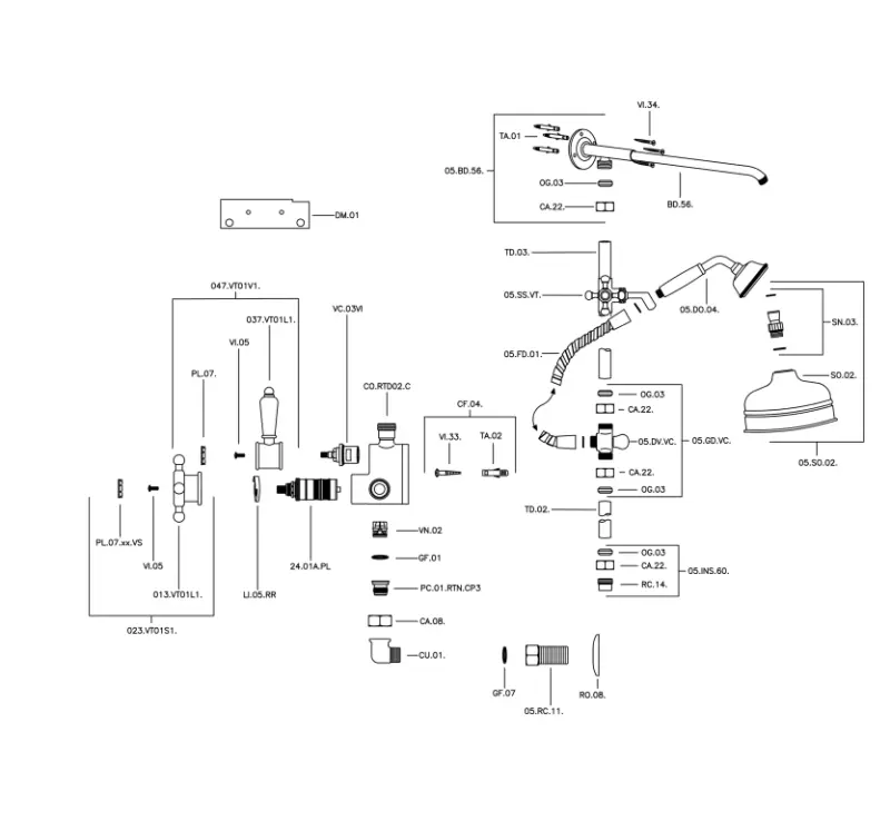 Huber Victorian Termostatski Tuš Set 20cm Zlato 590.VT21H.AG