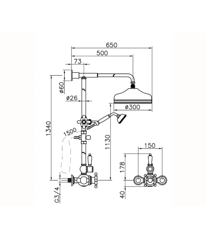 Huber Victoria Termostatski Tuš Set RVS 590.VN31H.AC