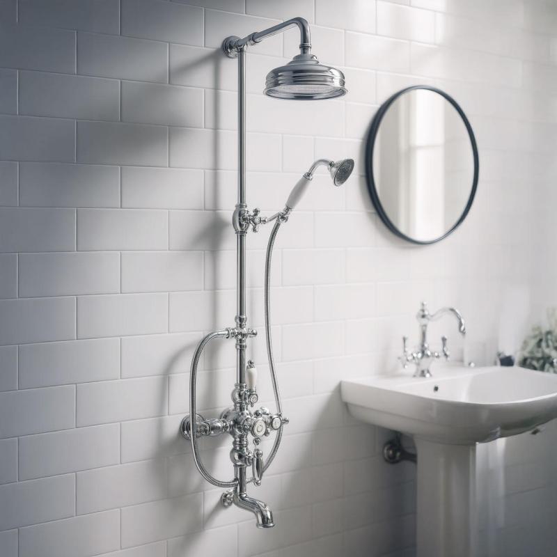 Huber Victoriaans Thermostatische Bad/Doucheset 30cm RVS 592.VN31H.AC