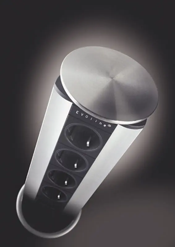 EVOline Port 3 Vgrajena vtičnica z zaščitnim ozemljenjem, pokrov iz nerjavečega jekla