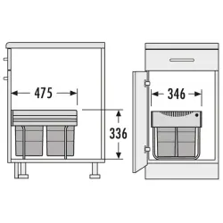 Hailo Tandem S 3 Koš za smeti 1x18+2x8,5 ltr 1153449232