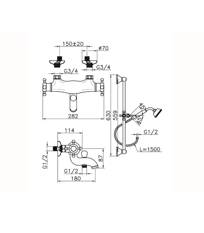 Huber Victoria Termostatska Kadna Pipa z Prho Garniturom Krom VTS2701021