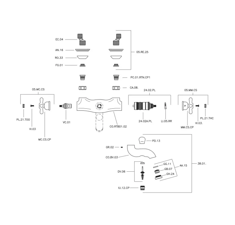 Huber Croisette termostatska kopalniška pipa Zlata CST270102G