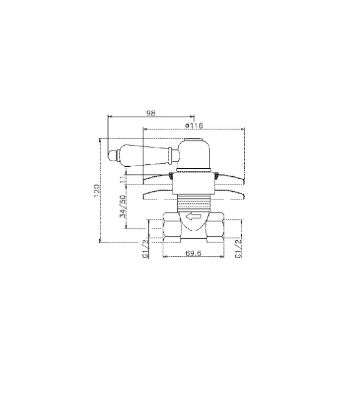 Huber Croisette Vgradni Zaporni Ventil Zlata CS0003102G
