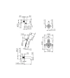 Huber Croisette Vgradni komplet za kadno armaturo Zlata 915.CS01H.AG