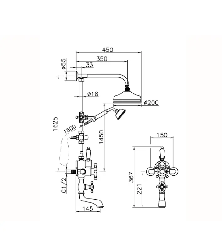 Huber Victoria Termostatski Tuš Set Krom 592.VT21H.CR