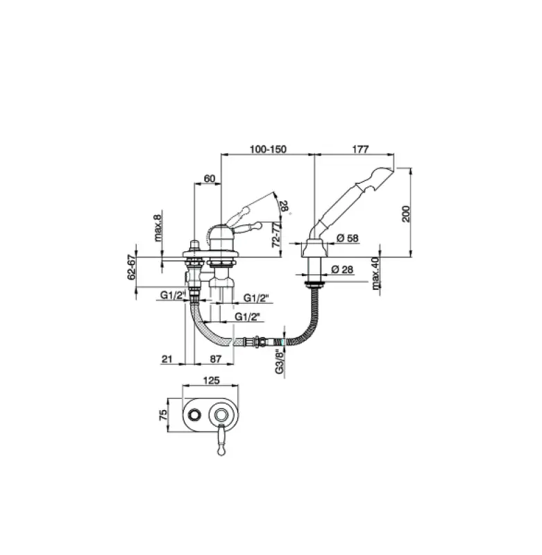 Cisal Arcana Royal Badkraan voor badrandmontage Chroom AY00129021