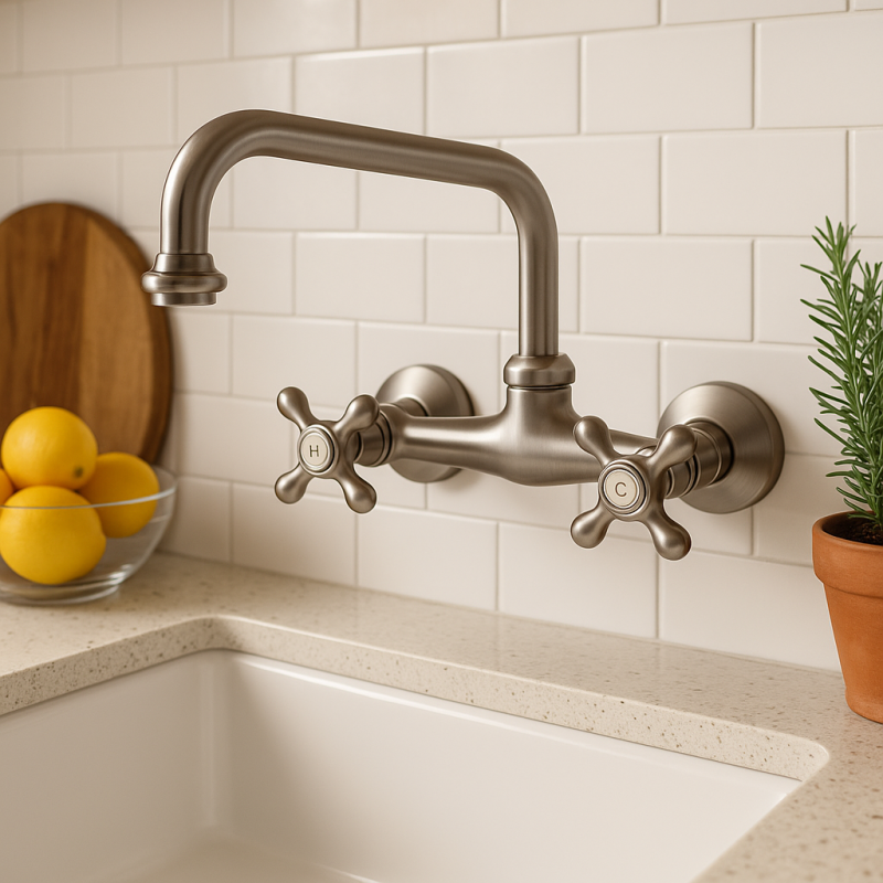 PB Nostalgijska kuhinjska pipa V2723 stenska pipa nerjaveče jeklo