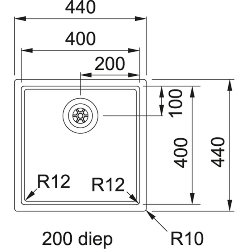 Franke Bolero Plus R12 BXX 110-40 inox pomivalno korito za vgradnjo pod pult 40x40cm 122.0576.355