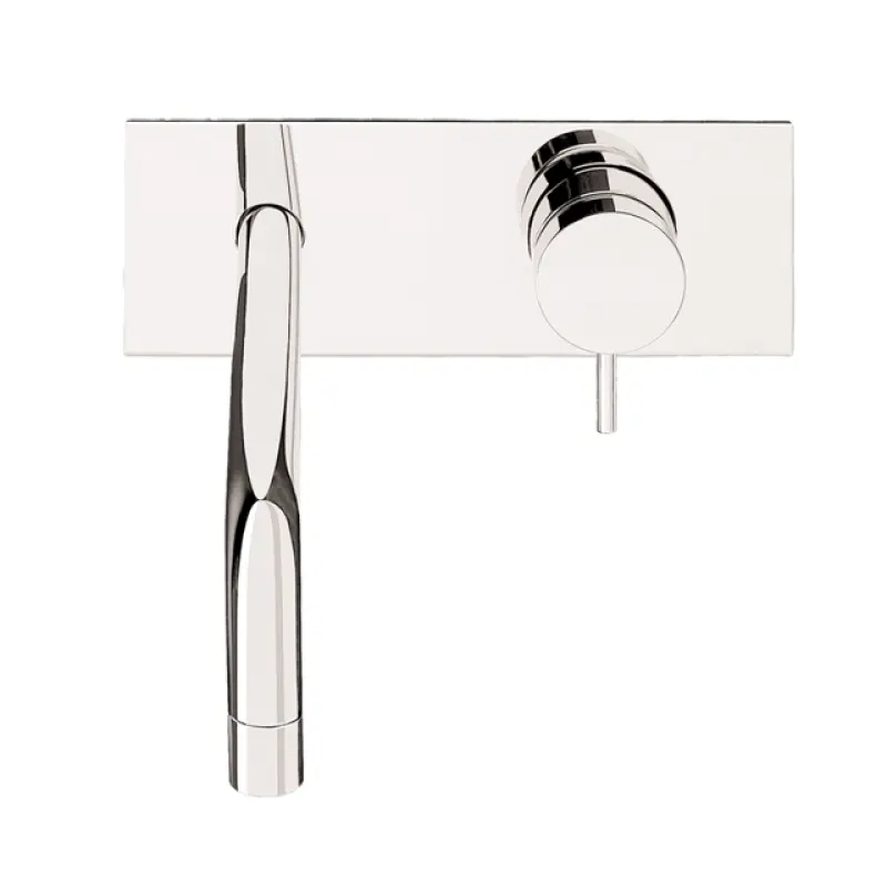 Waterevolution Flow ingebouwde wastafelkraan met afdekplaat chroom met uitloop 25 cm T1161B01-25