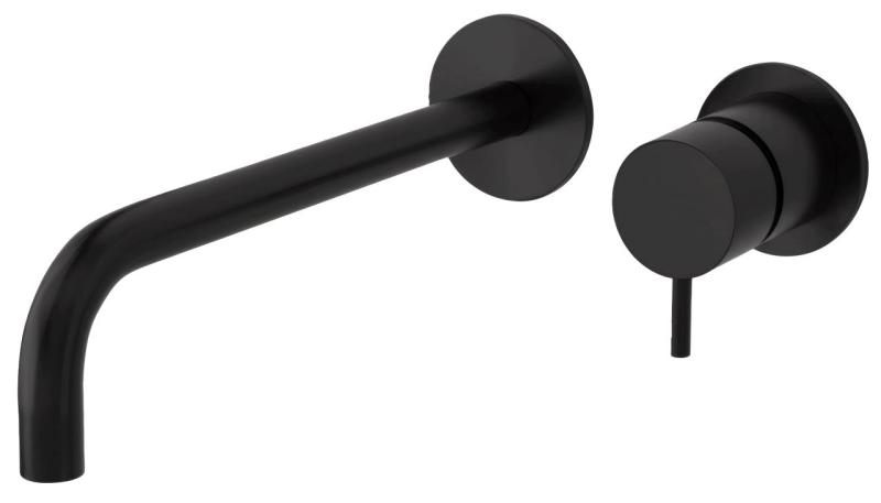 Waterevolution Flow vgradna pipa za umivalnik, mat črna, z izlivom 25 cm T116BPR-25