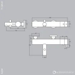 Waterevolution Flow badthermostaat met handdoucheset mat wit T130TBR in het Sloveens is:

Waterevolution Flow kopalniška termostatska armatura s kompletom ročne prhe mat bela T130TBR