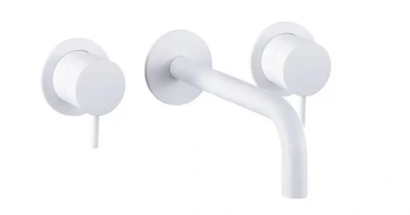 Waterevolution Flow 3-luknjasta vgradna umivalna baterija, mat bela, z izlivom 25 cm T1163FBR-25