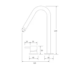 Waterevolution Flow 2-luknjasta umivalniška pipa mat bela z majhnim V 120mm izlivom T1121VBR