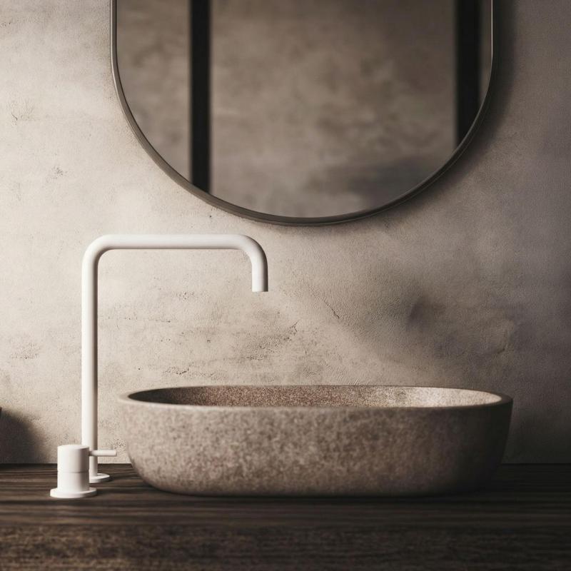 Waterevolution Flow 2-luknjasta umivalniška pipa visok izliv 222 mat bela T122HBR