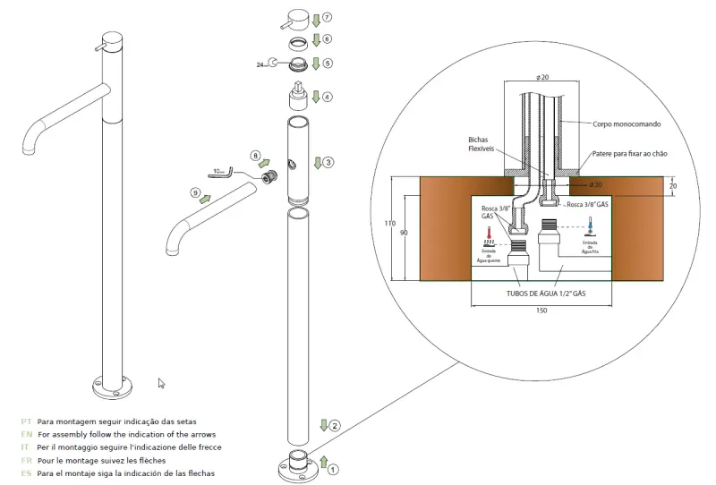 Waterevolution Flow samostoječa kopalniška pipa mat črna T134PR