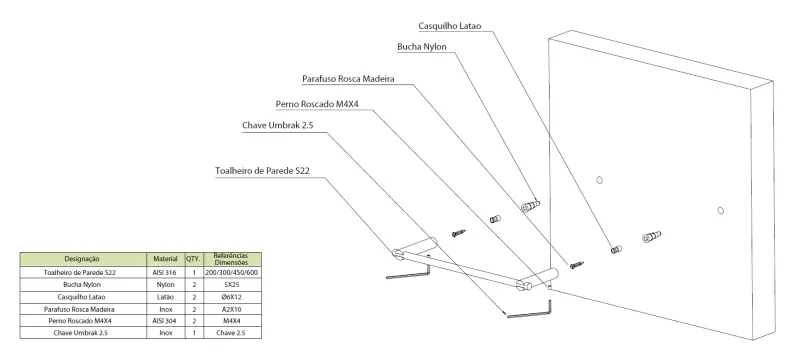 Waterevolution S22 držalo za brisače 60 cm nerjavno jeklo A413IE