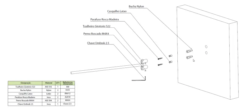 Waterevolution S22 zwenkbare handdoekhouder 30 cm nerjaveče jeklo A415IE