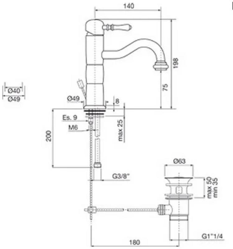 PB Classic klasična umivalniška pipa pilar krom 1208592552