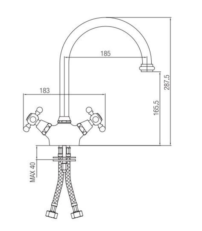 PB Nostalgijska kuhinjska pipa V1905 Krom