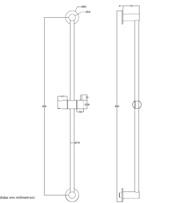 Waterevolution Flow drsna palica 800 mm krom T166001