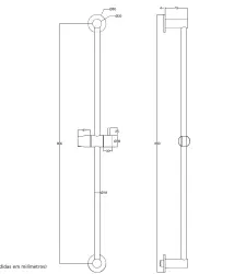 Waterevolution Flow glijstang 800 mm mat bela T1660BR