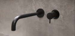 Waterevolution Flow ingebouwde wastafelkraan mat zwart met uitloop 21 cm T116BPR-21