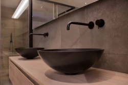 Solid-S Pure Ugradni umivalnik, okrogel, mat črn, Š41 x V14 cm, brez prelivne odprtine, s pokrovčkom iz solid surface 1208775662