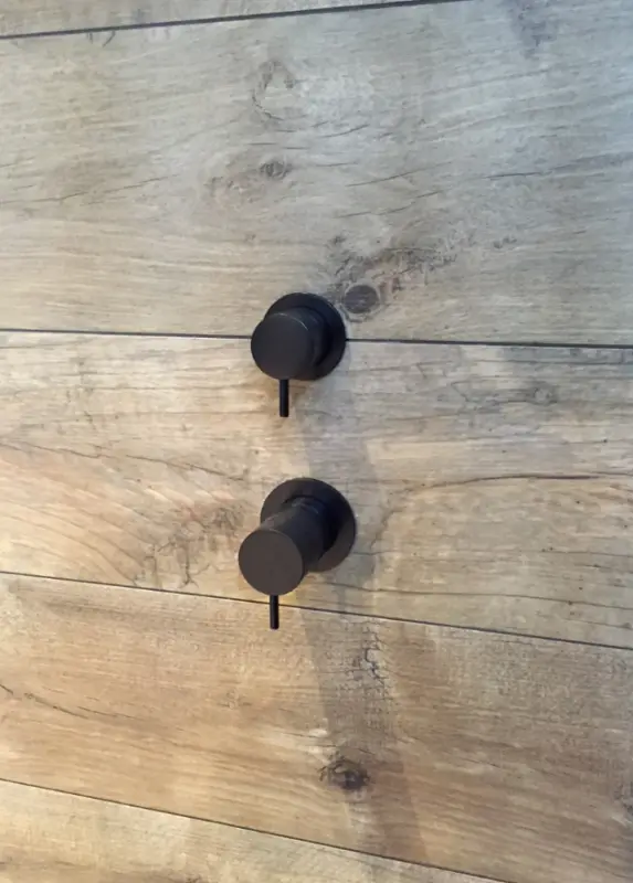 Waterevolution Flow vgradni termostat za tuš z 2 izhodi, mat črn z okroglim rozetom 1208778072