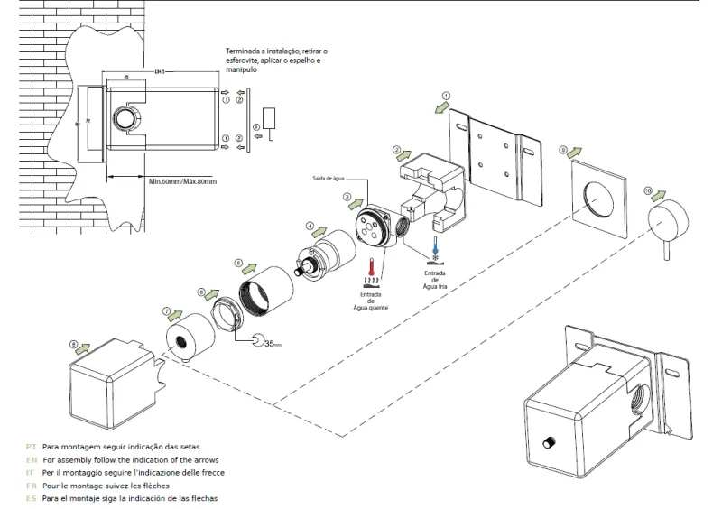 Waterevolution Flow vgradni termostat za tuš z okroglim rozetom, mat črn 1208778082 T142TBPR