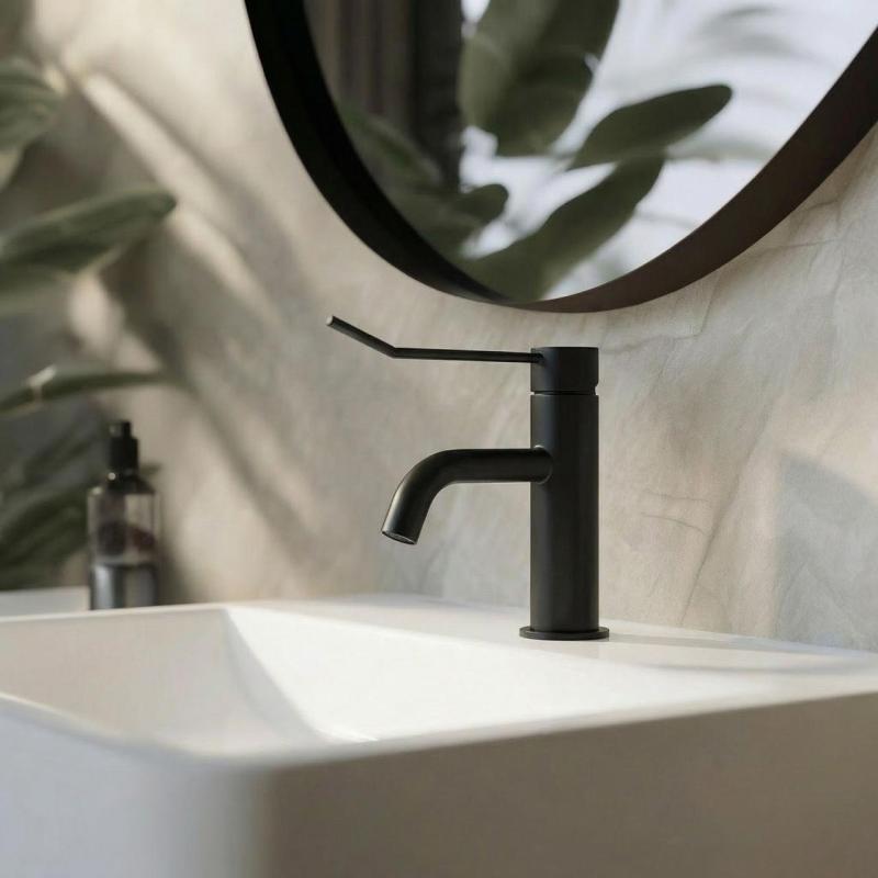 Waterevolution Flow umivalniška armatura vključno s klik vtičem mat črna T111PR